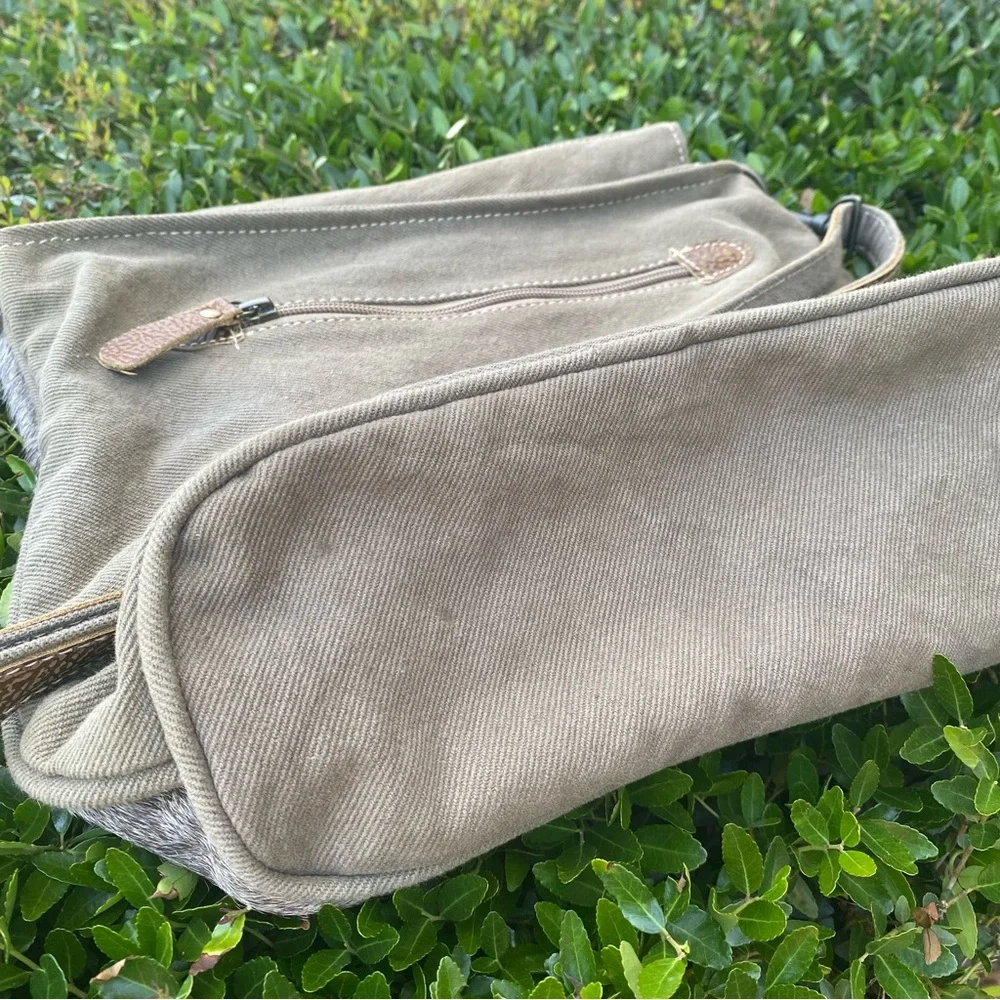 Myra Bag Women's Cerulean Shoulder Bag Upcycled Canvas‎ & Cowhide Boho Aztec